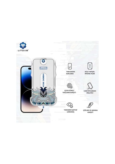 Lito D Apple Uyumlu iPhone 13 Pro Max/14 Plus Uygulama Aparatlı Ekran Koruyuc