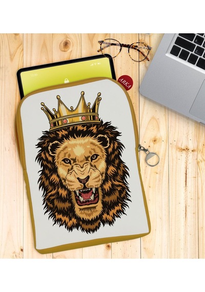 Bk Gift Aslan Tasarımlı Taşınabilir Koruyucu Tablet Kılıfı & Organizer Çanta - Sarı-1