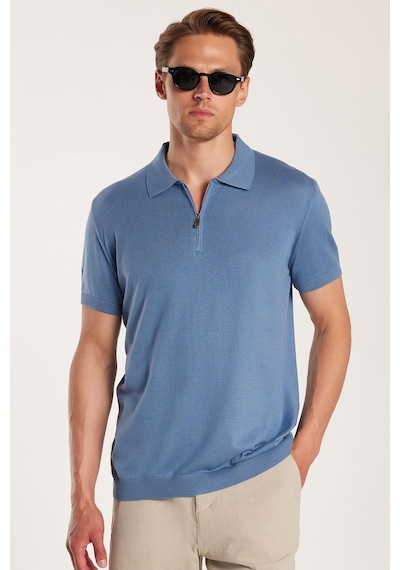 Tudors Erkek Slim Fit Dar Kesim Pamuklu Örme Triko Fermuarlı İndigo Polo Yaka Tişört-33748 Indigo Tudors Erkek Slim Fit Dar Kesim Pamuklu Örme Triko Fermuarlı İndigo Polo Yaka Tişört-33748 Indigo