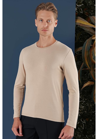Efor Ts 870 Slim Fit Bej Spor T-shirt Bej