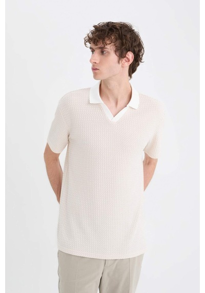 Defacto Regular Fit Polo Yaka Kısa Kollu Tişört B6548AX24SP Bej