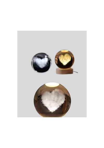 Romantik Kalpli Kristal Cam Küre Usb Li Işıklı Dekoratif Obje Standart 91056378