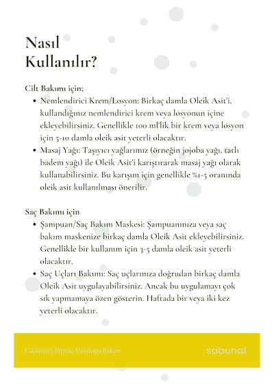 Oleik Asit Serumu 100 Ml - Saç Ve Cilt İçin Nemlendirici Serum