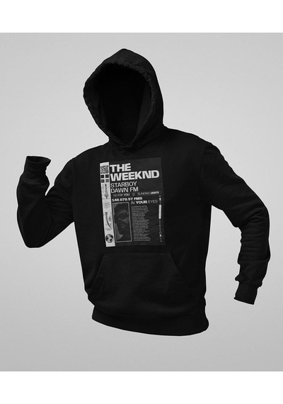 Sevbano The Weeknd Rapper Starboy Dawn Fm Baskılı Unisex Oversize Hoodie Siyah