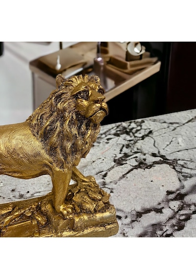 Doremcy Dekoratif Tablalı Aslan Biblo Gold