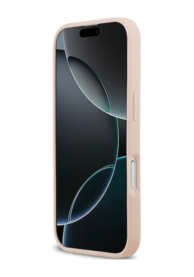 Apple Uyumlu iPhone 17 Kılıf Guess Lisanslı M-safeli Taneli Çiçek Tasarımlı Metal Yazı Logolu Kapak Pembe Pembe