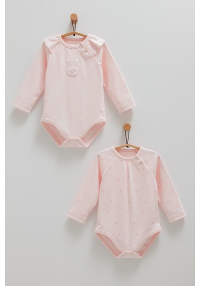 Caramell Cute Rabbıt Omuz Detaylı İkili Çıtçıtlı Body Pembe