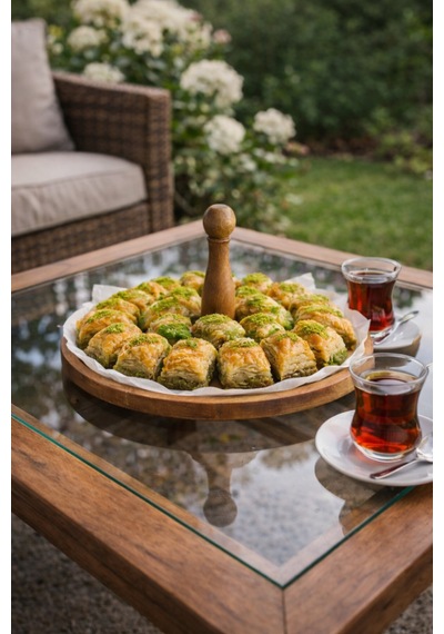 Tek Katlı Ahşap Bayram Şekerliği & Çikolatalık, Servis Sunum Tabağı, Lokum Sunumluk Kahverengi