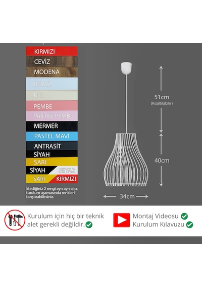 Vialux Modern Ahşap Bohem Rustik Avize Tekli Sarkıt Lamba Pastel Açık Pembe