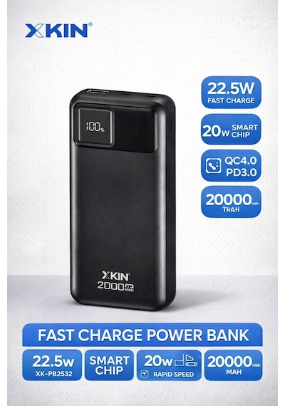 Lenovo Idea Tab Plus Tb361fu 12.1'' Uyumlu 20000 Mah 22.5w Smart Chip Hızlı Şarj Powerbank Siyah
