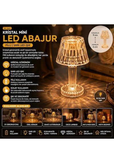 24 Adet Kristal Damlalı Mumluk - Masa Lamba Abajur Mini Pilli 5250 Diğer