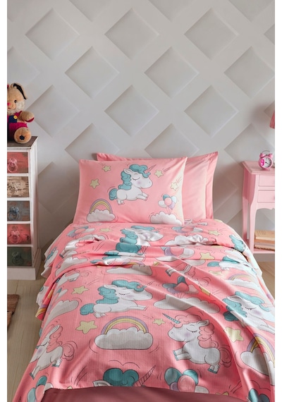 Enlora Home Pike Seti Baskılı Tek Kişilik Unicornio Pembe