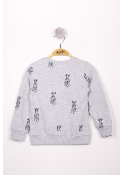 Toontoy Kids Toontoy Erkek Çocuk Köpek Baskılı Sweatshirt Gri Melanj