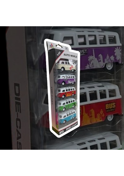 Dıe Cast Auto World 1:55 Ölçek Volkswagen Van Samba 5 Li Set