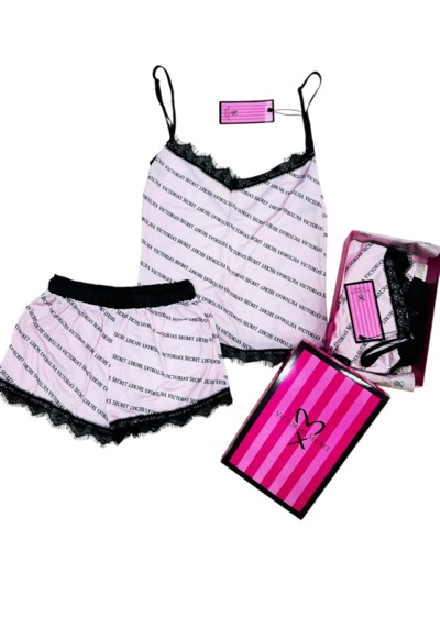 Victoria's Secret Bayan Yazlık Şortlu 2"li Pijama Takımı Açık Pembe