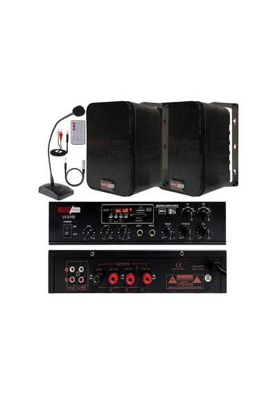 Lastvoice Black Large Paket-1 Hoparlör ve Anfi Anons Ses Sistemi