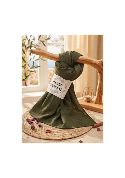 Flora Tekstil Bambu Kraş Şal Modeli - Ütü Gerektirmeyen Haki