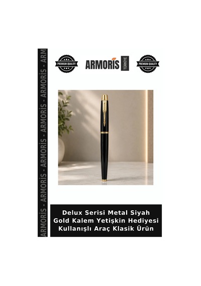 Delux Serisi Metal Siyah Gold Kalem Yetişkin Hediyesi Kullanışlı Araç Klasik Ürün Çok Renkli