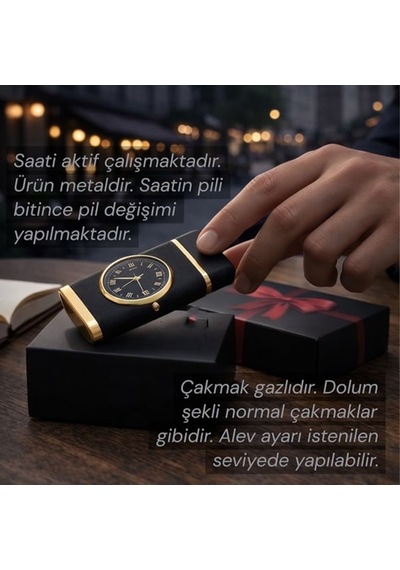 Kişiye Özel İsim Yazılı Saat Tasarımlı Çakmak Şık Ve Anlamlı Hediye