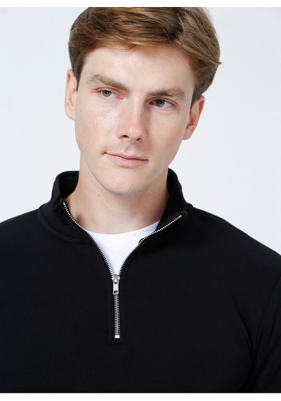 Only & Sons Ceres Half Zip Erkek Siyah Yarım Fermuar Sweatshirt 22019055-02