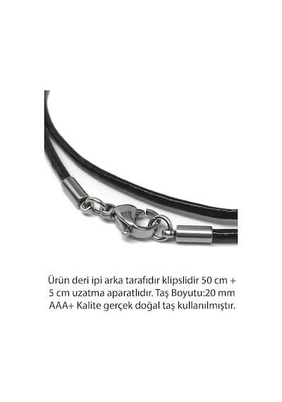 Erilsa Sertifikalı Deri İpli Doğal Gül Kuvars Taşı Kolye Çok Renkli
