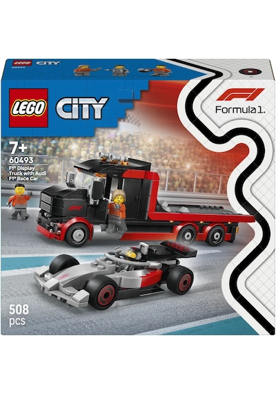 LEGO® City Audi F1® Yarış Arabalı F1® Sergileme Kamyonu 60493 – 7 Yaş Üzeri için Minifigür İçeren Oyuncak Yapım Seti (508 Parça)