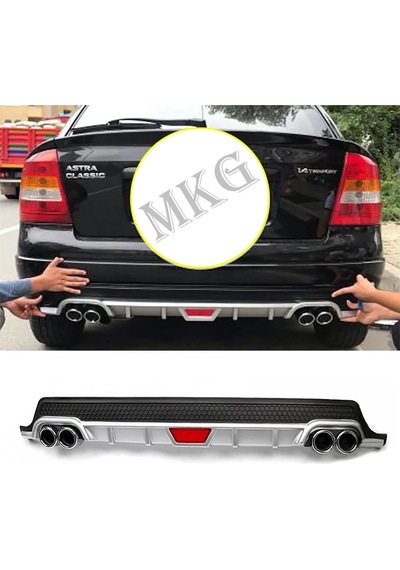 Opel Astra G Uyumlu Gri Difüzör Difizör Yuvarlak Egzoz Görünüm Kulaklı Tip 1998 - 2004