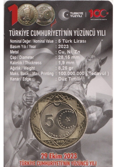 Yeni Tedavül Hatıra 5 Türk Lirası Çil