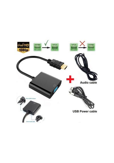 Hdmi To Vga Kablo Çevirici Dönüştürücü Ses Uydu Receiver Ps3 Ps4 (250382997)