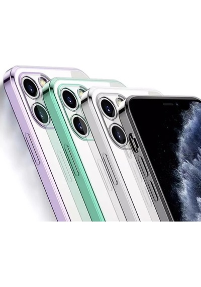Ally iPhone Uyumlu 12 Pro 6.1 Metal Görünümlü Darbeye Dayanıklı Silikon Kılıf- 5775 Mh-hs9584-2683