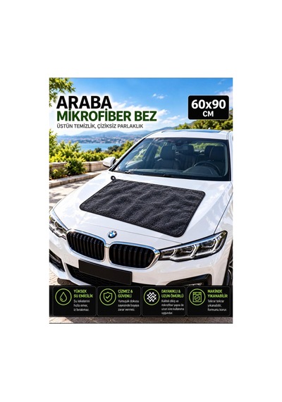 60x90 Cm Oto Kurulama Bezi Büyük Boy Mikrofiber Araç Temizlik Ve Kurutma Havlusu