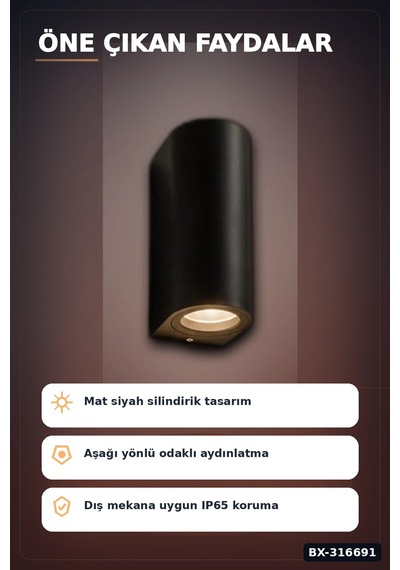Dış Mekan Duvar Apligi Gu10 Duy 10w Uyumlu Ip65 Bahce Balkon Aplik Kasasi 1 Adet Bx-316691 Çok Renkli