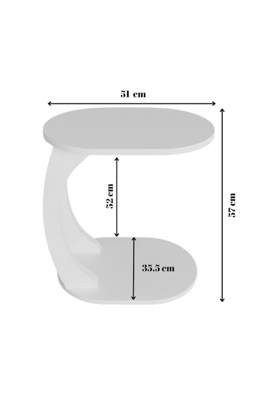Oval Beyaz C Sehpa Modern,hareketli Tekerlekli Yan Sehpa Salon, Ofis, Yatak Odası Beyaz