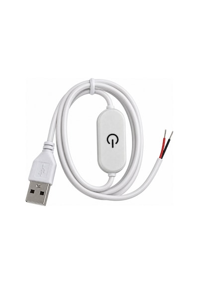 100 Cm Usb Girişli Touch Dokunmatik Led Dimmer Ve Aç/kapat Anahtarı 5v 2a Ucu Açık Beyaz Kablo