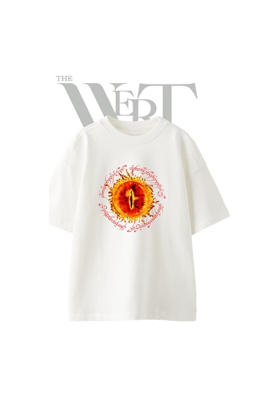 Thewert Eye Of Sauron Tasarım Baskılı Ünisex Beyaz Oversize T-shirt