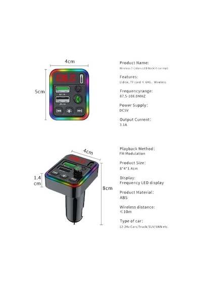 Concord C617 Rgb Işıklı Pd 18 + Qc 3.1a Şarj Bluetooth 5.1v Fm Tr