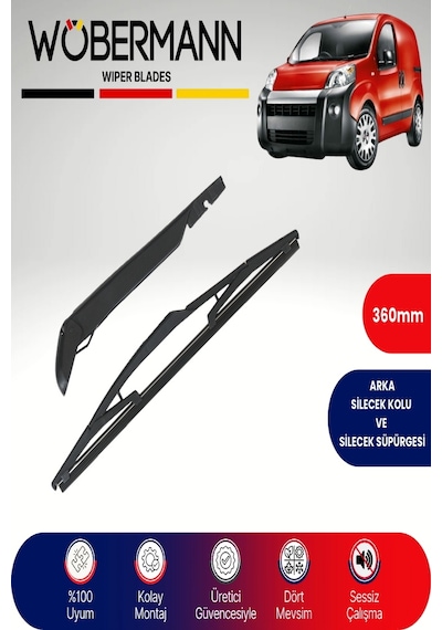 Wöbermann Fiat Fiorino Tek Kapı 2007-2017 Arka Silecek Kolu Ve Süpürgesi Komple