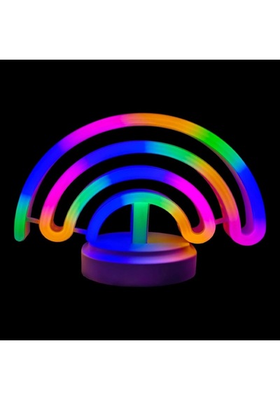 Neon Işıklı Gökkuşağı Masa Gece Lambası Pil Ve Usb Çok Renkli