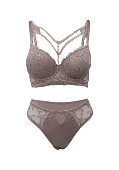Le Jardin Silikonlu Taşlı Sütyen Takım 5010 Gri - 35576979 Gri - 35576979 Gri
