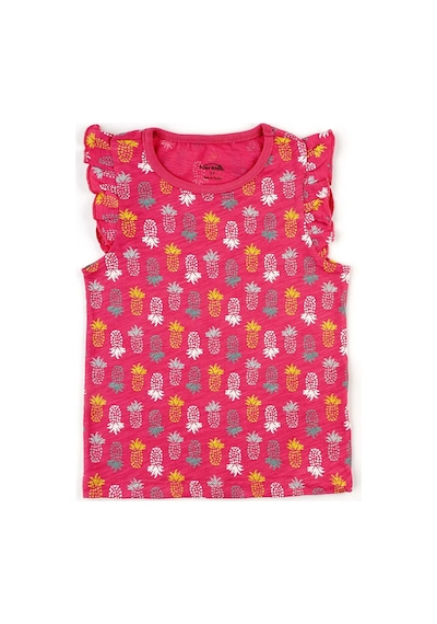Fuar Baby Kız Çocuk %100 Pamuklu Bisiklet Yaka Fırfır Kollu Tişört 2-6 Yaş Ananas Desenli Fuar Baby Kız Çocuk %100 Pamuklu Bisiklet Yaka Fırfır Kollu Tişört 2-6 Yaş Ananas Desenli