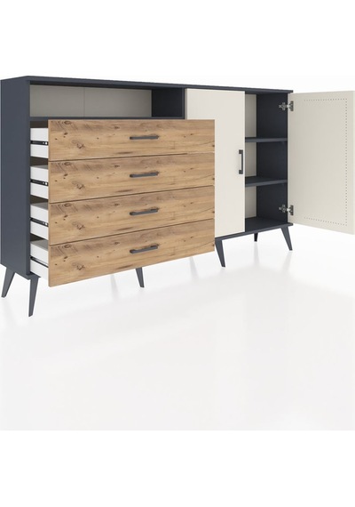 Arges Konsol 3 Raflı 4 Çekmeceli 2 Kapaklı 176x30x99 Antrasit-ayt Antrasit-aytaşı/çam Arges Konsol 3 Raflı 4 Çekmeceli 2 Kapaklı 176x30x99 Antrasit-ayt Antrasit-aytaşı/çam