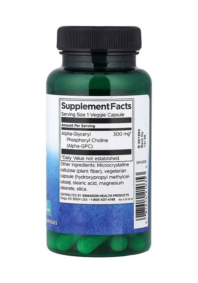 Swanson Vitamins Alpha Gpc Phospholipids Choline Memory Support 300 Mg 60 Veggie Caps