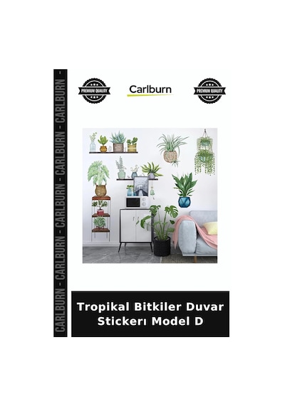 Özel Üretim Ev Dekorasyonu Salon Yatak Odası Tropikal Bitkiler Duvar Stickerı Model D
