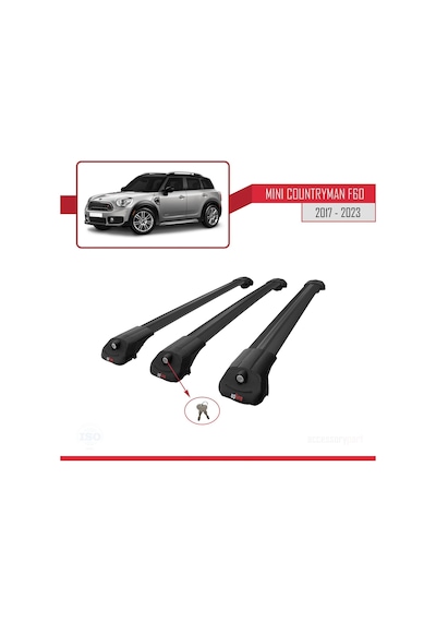 Mini Countryman F60 2017-2023 Arası İle Uyumlu Ace-1 Ara Atkı Tavan Barı Siyah 3 Adet Bar