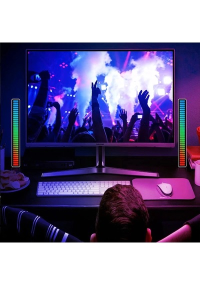 Rgb Sese Duyarlı Taşınabilir Ekolayzer Led Çubuk Siyah