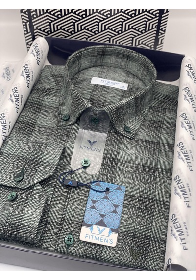 Klasik Uzun Kol Kışlık %100 Cotton Kareli Yaka Düğmeli Hediye Kutulu Erkek Gömlek Fs-003135 - Yeşil-2498 Klasik Uzun Kol Kışlık %100 Cotton Kareli Yaka Düğmeli Hediye Kutulu Erkek Gömlek Fs-003135 - Yeşil-2498