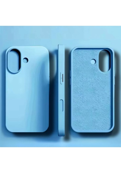 Apple Uyumlu iPhone 17 Kılıf Kamera Çıkıntılı Yumuşak Silikon İçi Kadife Lansman Kapak . Bebek Mavisi
