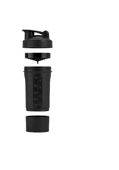 Gym Smart Shaker 550 Ml Ölçekli Ve Sızdırmaz Kapaklı Saklama Hazneli Protein Shaker Siyah