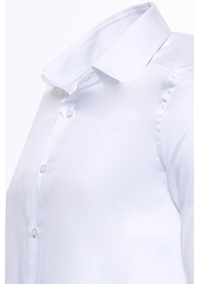 Pamuk Saten Slim Fit Beyaz Erkek Gömlek 001