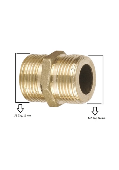 Hortum Eki, Sarı Düz 3/8 X 3/8 Nipel, Rekor 4 Adet